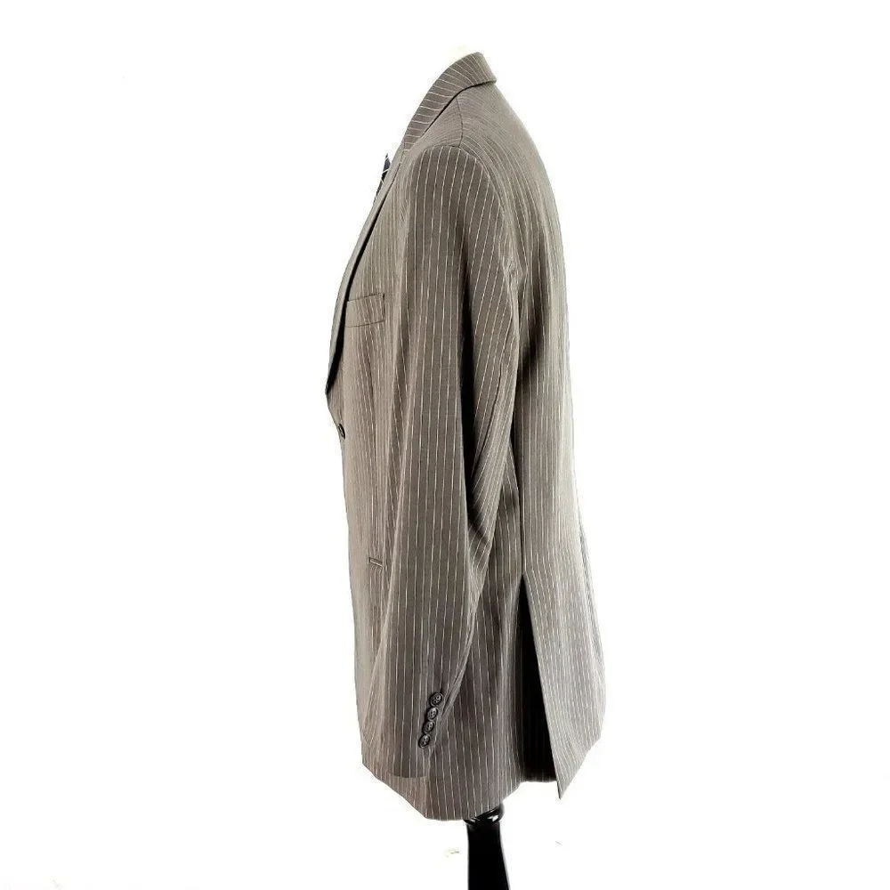 Hart‎ Schaffner Marx Gold Trumpeter Wool 2 Button Suit Jacket 42L Brown Striped